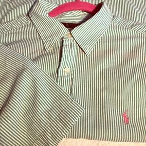 Ralph Lauren Classic Fit  green and white shirt